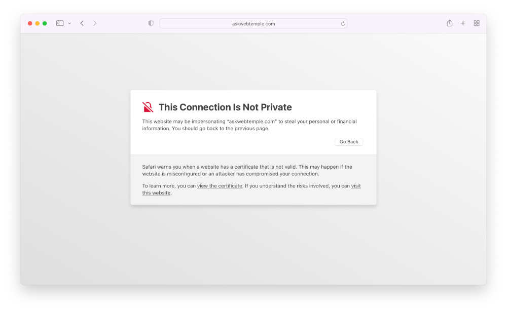 directadmin-safari-security-warning-details