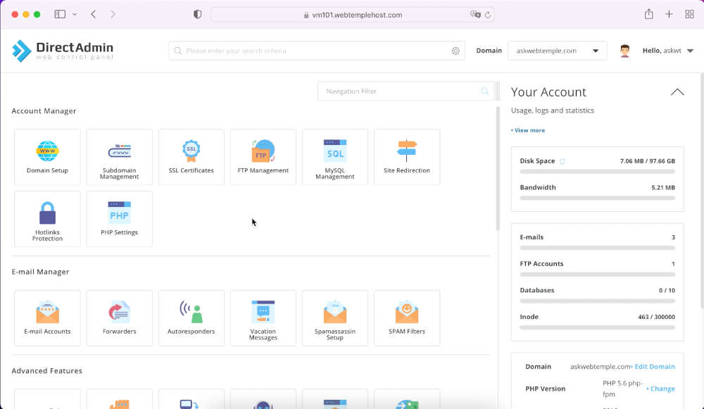 directadmin-main-menu-screen