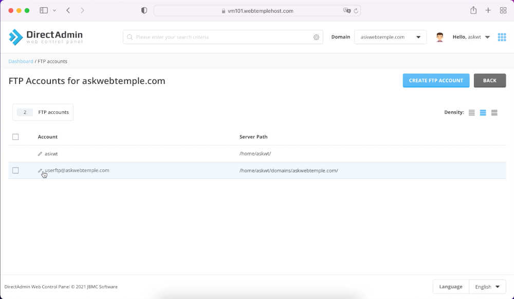 directadmin-ftp -account-screen