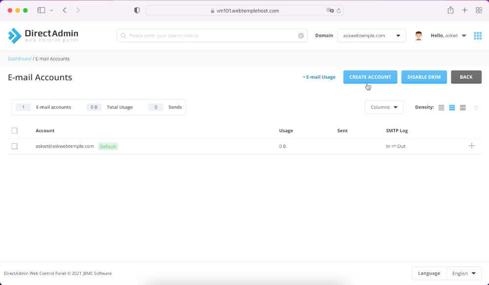 directadmin-email-accounts-main-screen