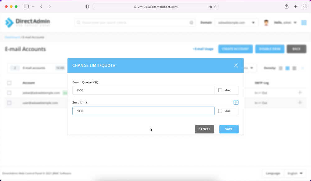 directadmin-change-email-quota-limits